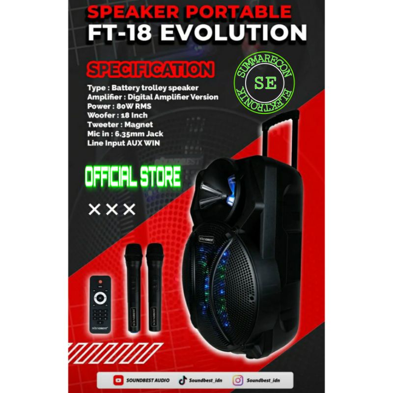 speaker portable wireless original soundbest ft18 evolution bluetooth speaker karaoke 18 inch