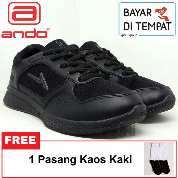 Ando Monica 33-40 Full Hitam Sepatu Sekolah Sd Smp Sma Pria
