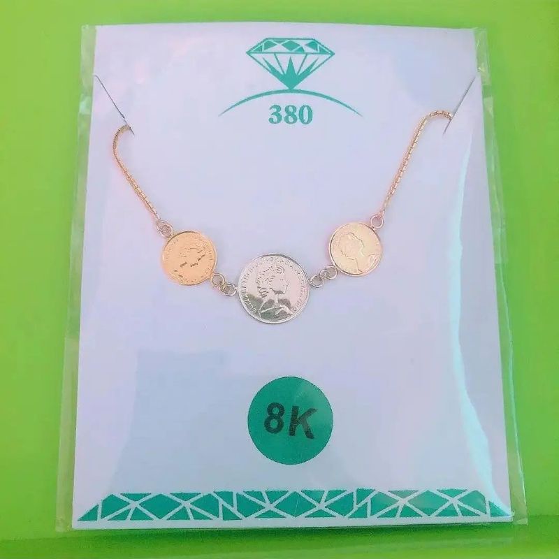 Gelang serut koin dolar 3 warna HWT kadar 8K 375