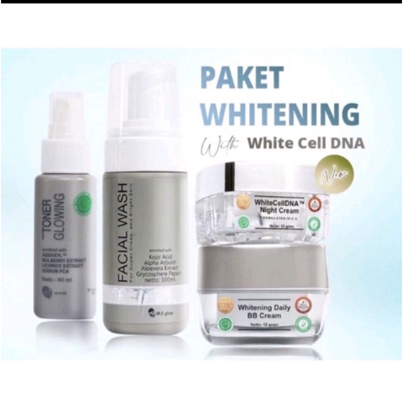 paket wajah white cell DNA Ms glow bb cream / day whitening