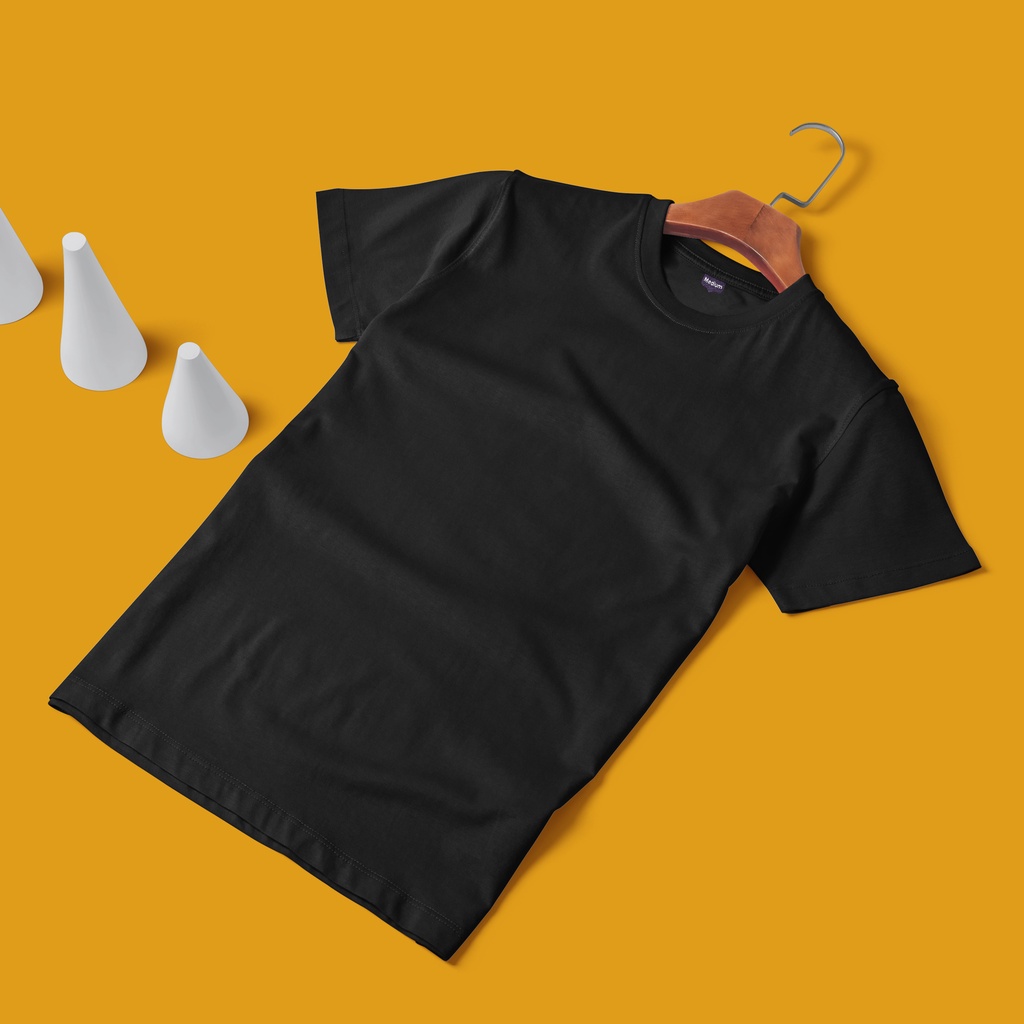 COTTONBDG KAOS POLOS PRIA COTTON COMBED 24S TANGAN PENDEK WARNA HITAM JET BLACK UKURAN S-XL ORGINAL