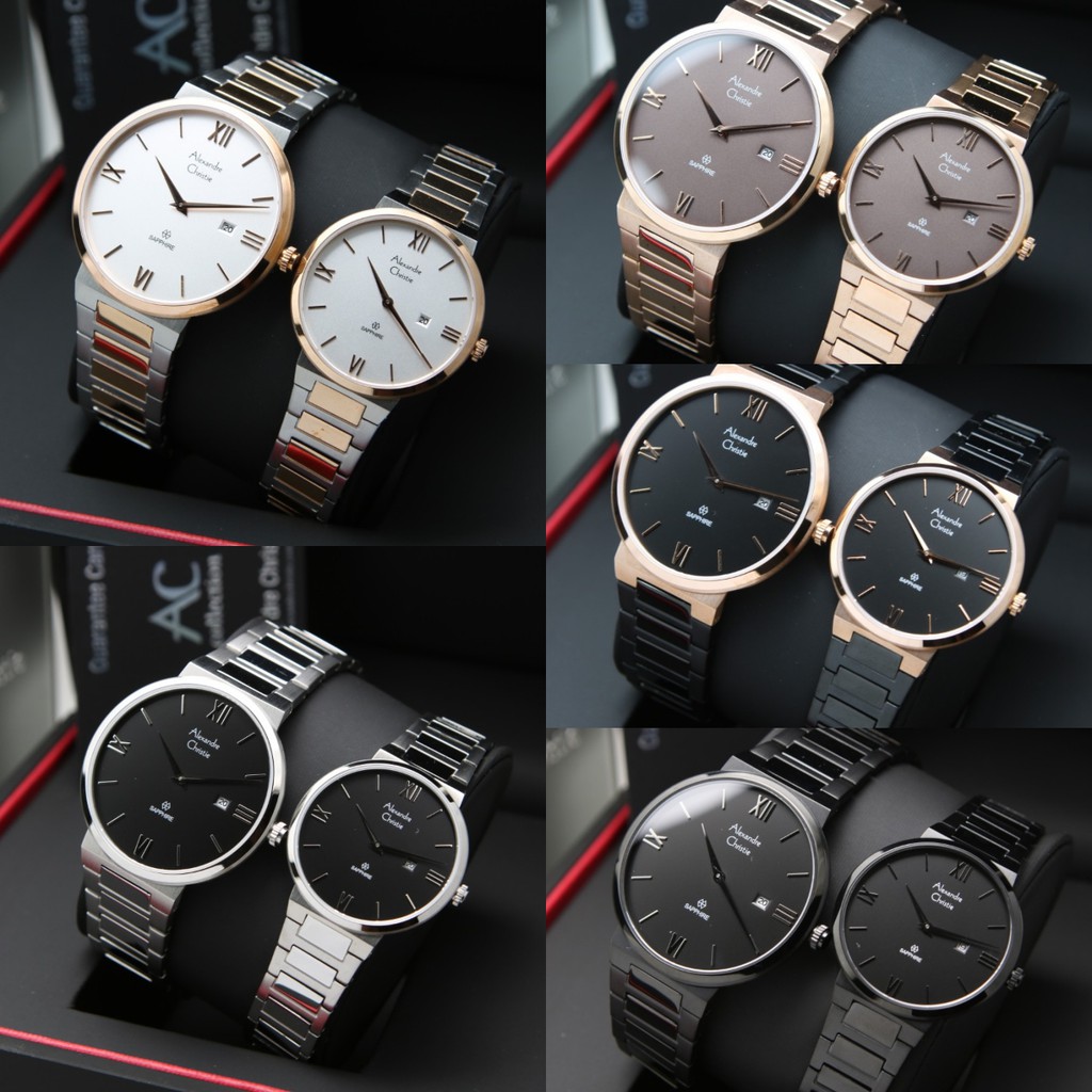 JAM TANGAN COUPLE ALEXANDRE CHRISTIE AC 8564 / AC8564 HARGA SEPASANG ORIGINAL