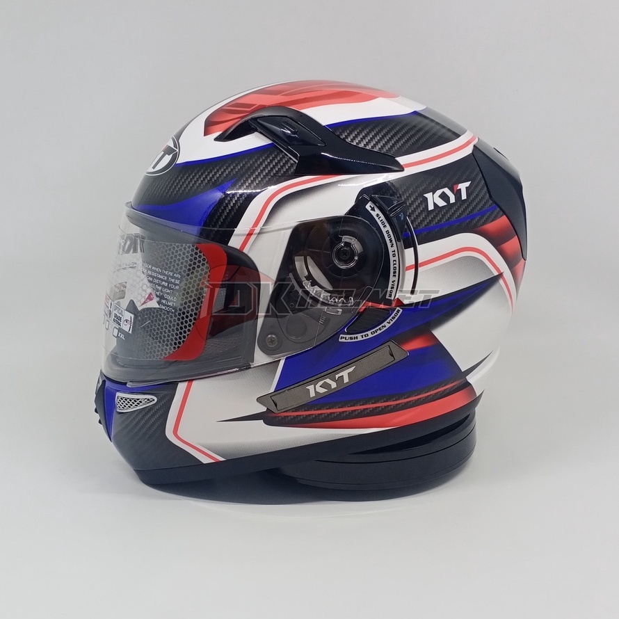 Helm Full Face KYT K2R K2 Rider Motif Seri Super Fluo 2 White Carbon Black Blue Original Warna Biru 