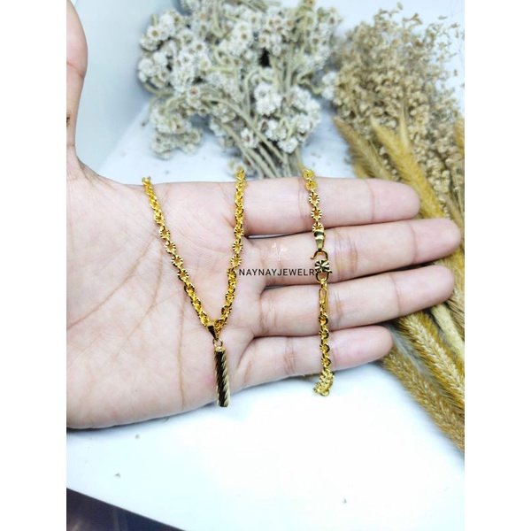 Kalung Nuri ukir 60cm warna mirip emas 24k