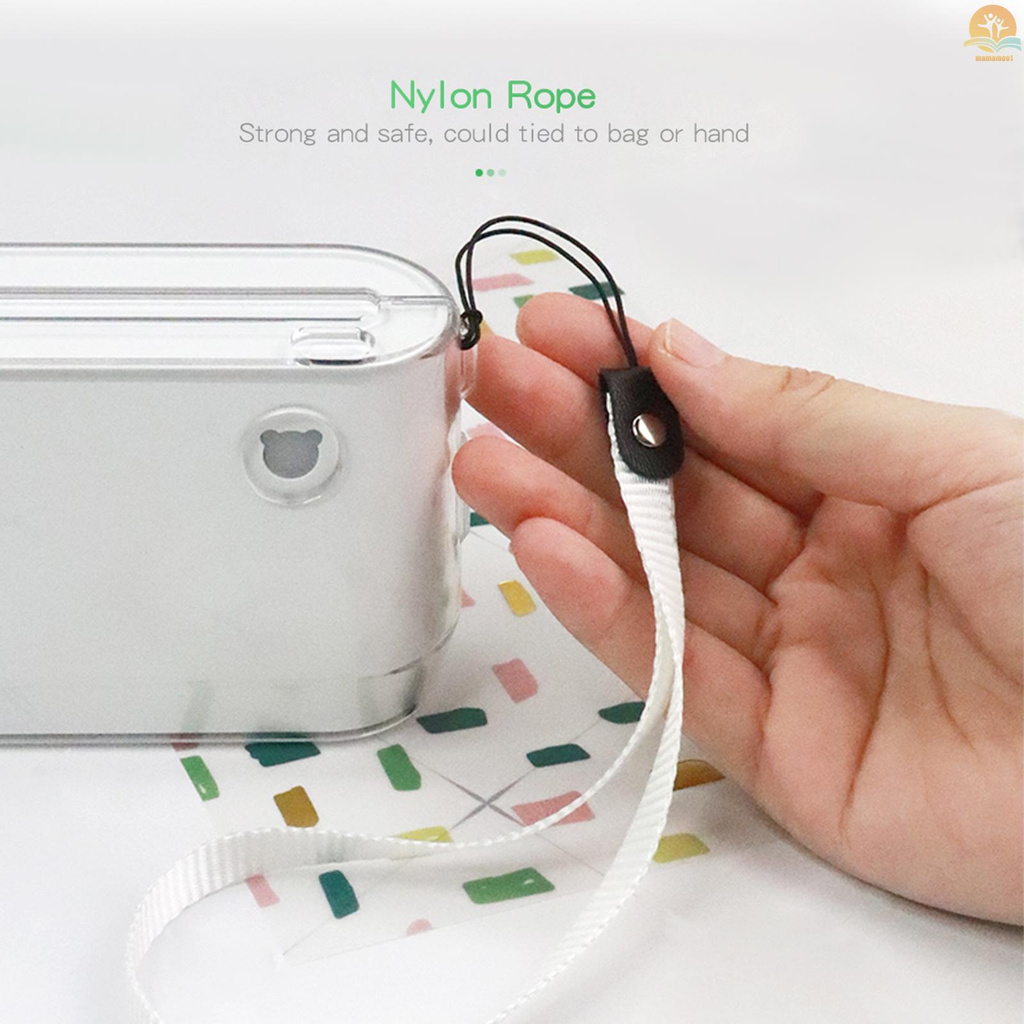 Case Pelindung Transparan Dengan Tali Tangan Portabel Untuk Printer Thermal Label A9 / A9S / A9 Pro / Q9S