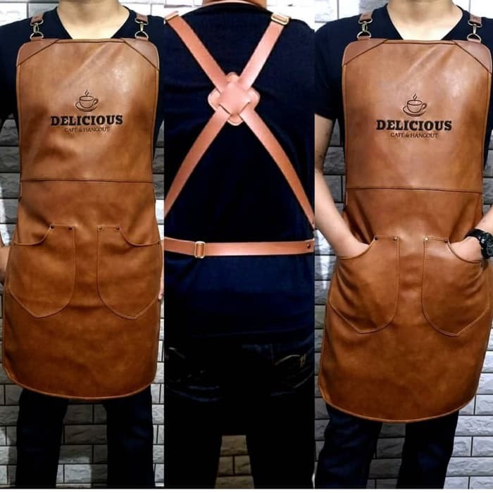 Apron/celemek full premium synthetic leather Varian colour for barista