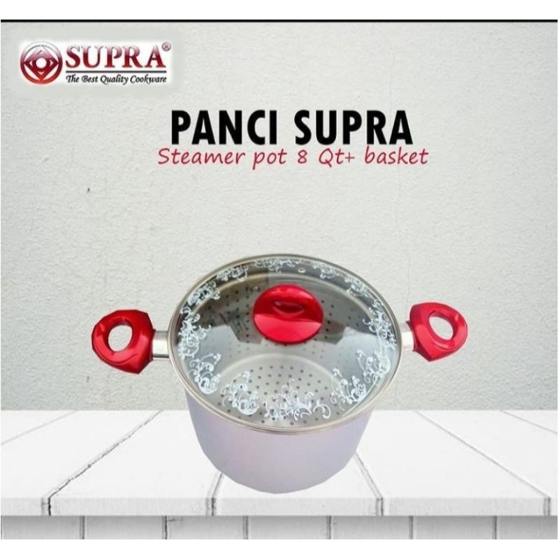 Stock Pot Steamer Supra 8QT + Tutup Kaca