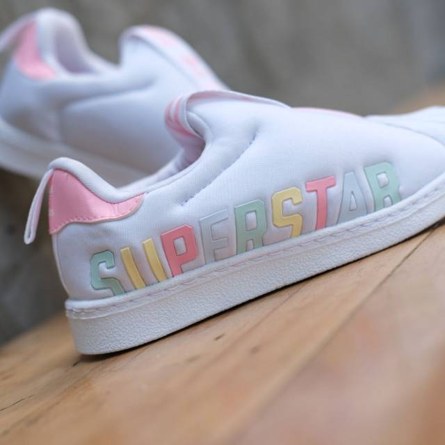 Sepatu Anak Original Adidas Superstar 360 White Peach Big Logo