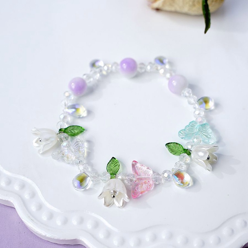 Gelang Tali Elastis Hias Manik-Manik Kristal Bunga Aster Warna-Warni Handmade Gaya Korea Bohemian Untuk Wanita