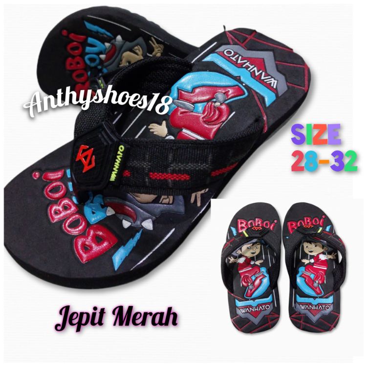 *NEW* WANHATO Sandal Jepit Karakter Anak Laki Boboi Boy Size 28-32