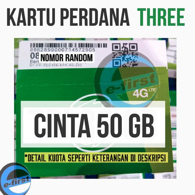 Kartu Perdana Internet Three Tri 3 Cinta 6 Kuota Data Tri 50 Gb 50Gb Kode 865