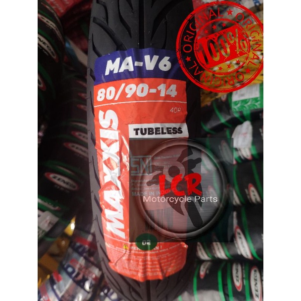 [ASLI 100%] Ban Luar Tubeless 80/90-14 Maxxis MA-V6 275-14 Matic Tubles Metik 80 90 14 Maxis Depan H