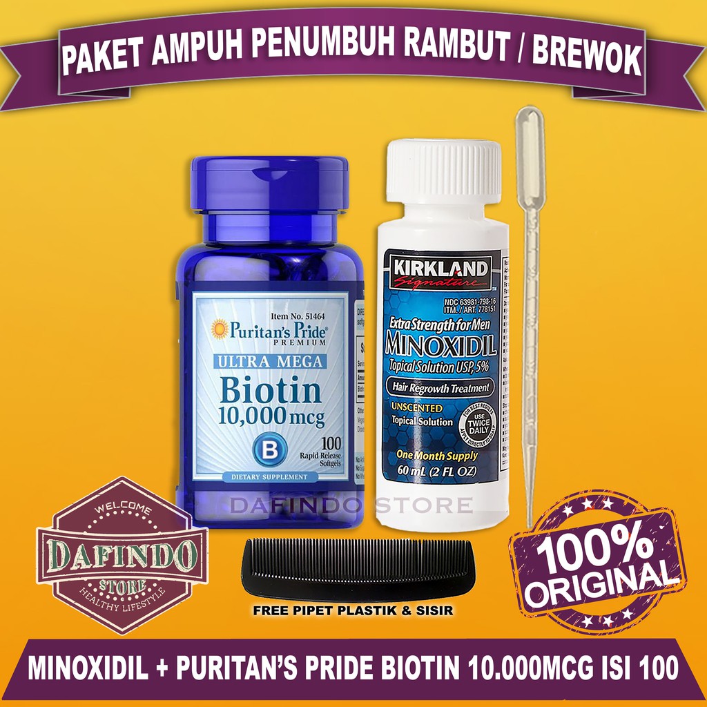 PAKET Kirkland Minoxidil + Biotin 10.000mcg 100 softgel