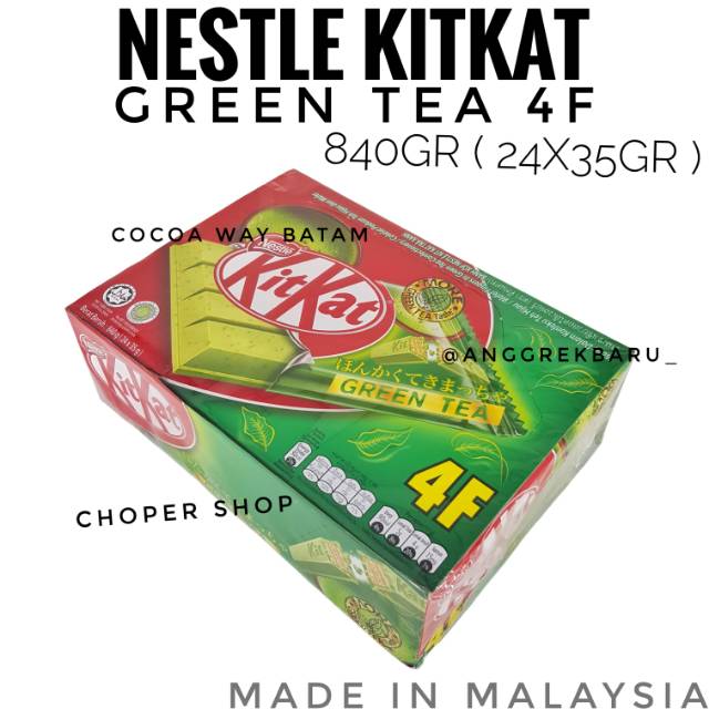 

Cokelat KitKat GreenTea 4F Box 840gr / Coklat Teh Hijau KitKat 24 x 35gr