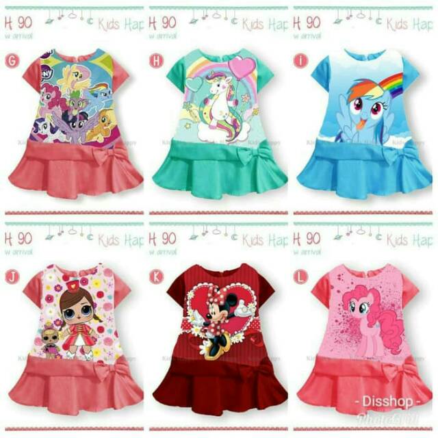 KH 90 DRESS ANAK FROZEN / DRESS LITTLEPONY / DRESS UNICORN / DRESS LOL