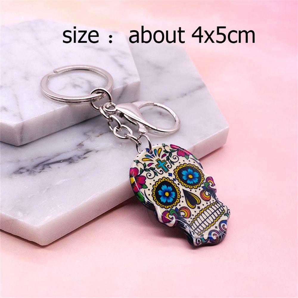 PREVA Skull Keychain Charm Relief Skull Key Ring Acrylic Keyring