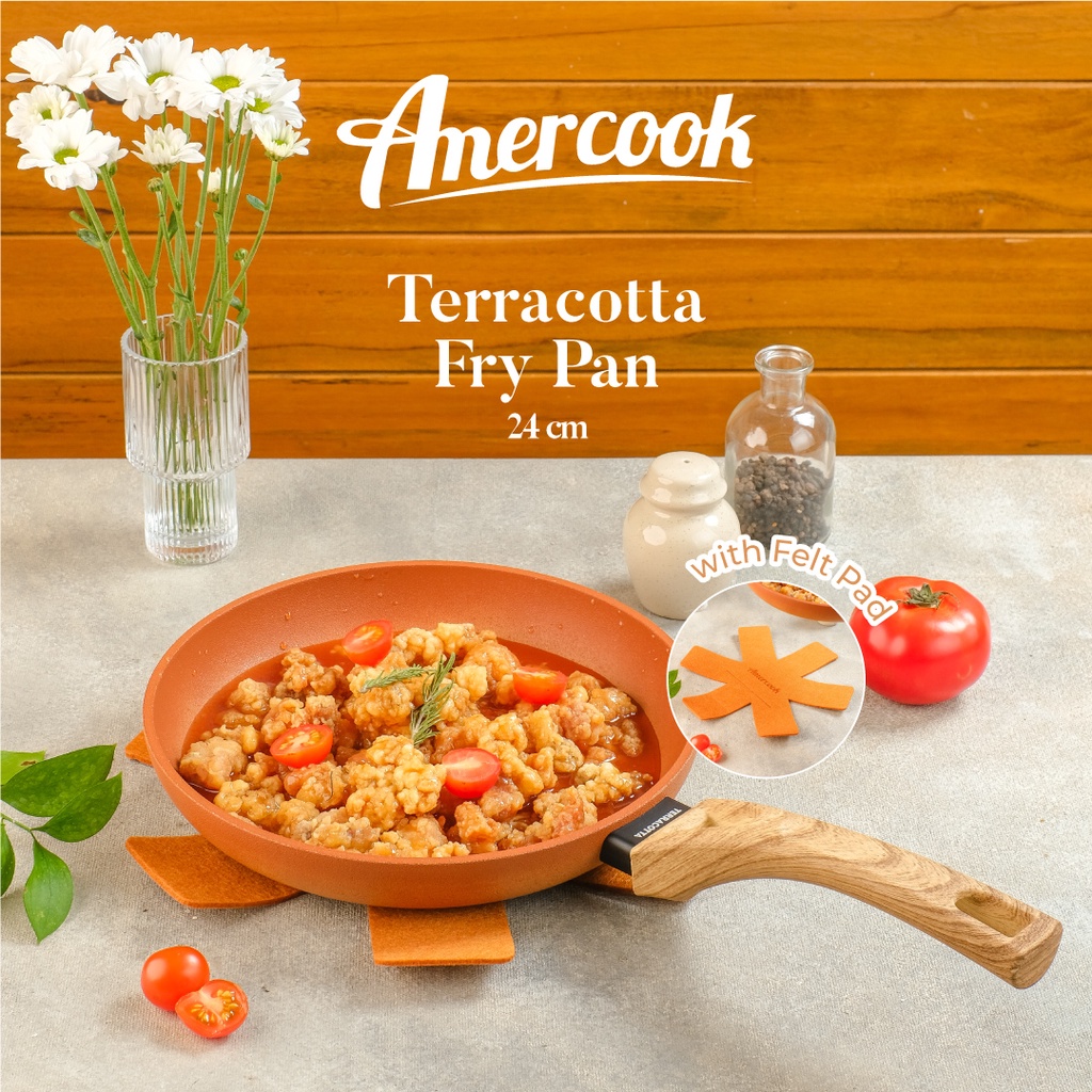 Amercook Wajan Teflon Anti Lengket 24 cm Terracotta Series