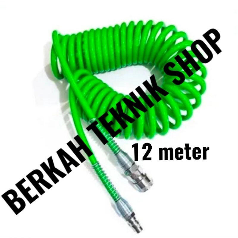 SELANG KOMPRESOR RECOIL 12 meter tekiro inflator air duster tire chuck spray gun cat
