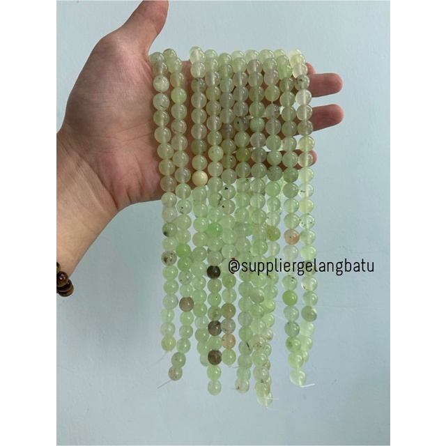 bahan batu kuarsa hijau green quartz 10mm healing yoga therapy craft