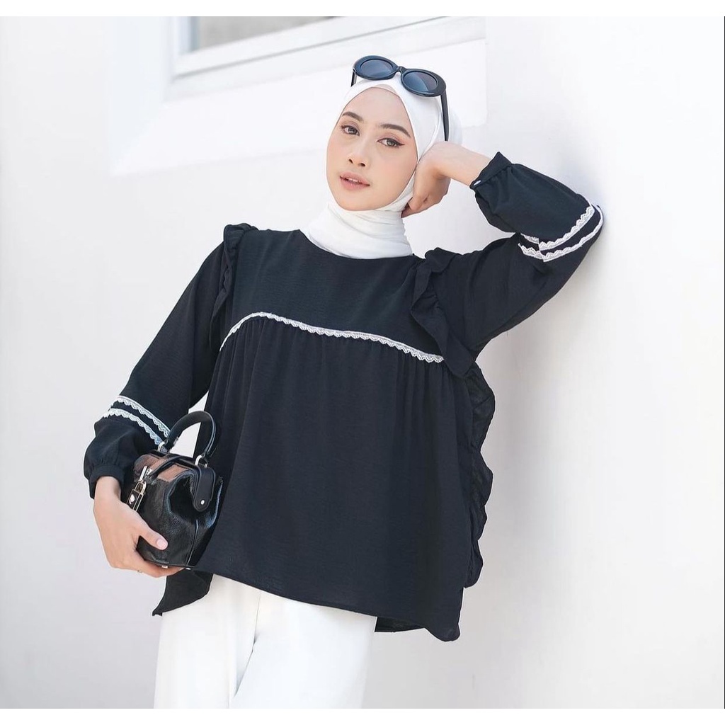1KG MUAT 5PCS | NADIA RUFFLE BLOUSE RAYON RENDA PREMIUM HITS OOTD SELEBGRAM FASHION GROSIR MURAH WANITA