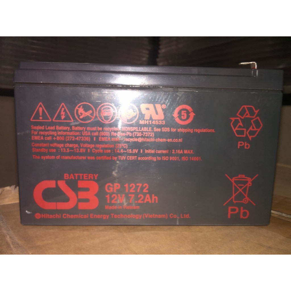 BATERAI UPS CSB GP 1272 /AKI UPS 1272/VRLA 12V 7.2Ah - Hitam