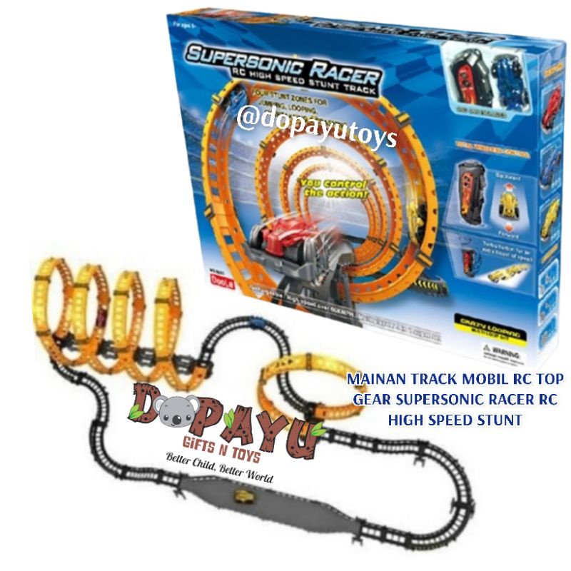 Mainan Mobil Track TOP GEAR SUPERSONIC RACER RC HIGH SPEED STUNT remote control