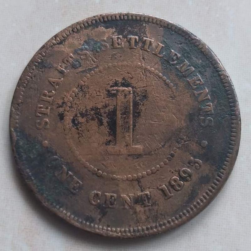 Koin Kuno Straits Settlements Malaysia Victoria 1 Cent 1895