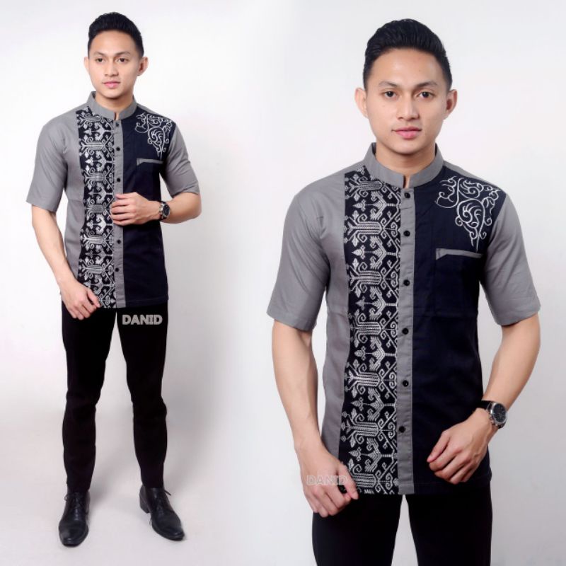 Koko Bordir Batik Kombinasi Fashion Muslim Kombinasi C07 Al Haramain Hijau M/L/XL Dewasa