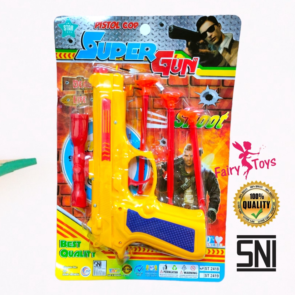 Mainan Anak Pistoll Cop Super Gunn Per luru Dart ST2418