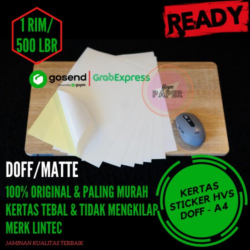 Kertas Stiker Hvs A4 Isi 500 Lembar Kertas Stiker A4 Doff Kertas Stiker A4 Kertas Sticker Doff Shopee Indonesia