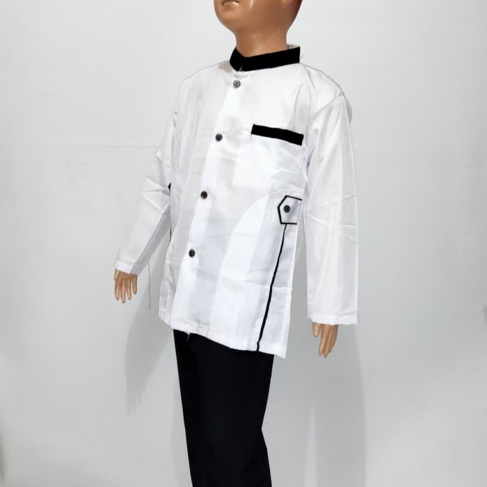 Baju koko Pria Dewasa Remaja JASKO PUTIH HITAM ANAK JAS KOKO PUTIH ANAK - 1 original lebaran import 
