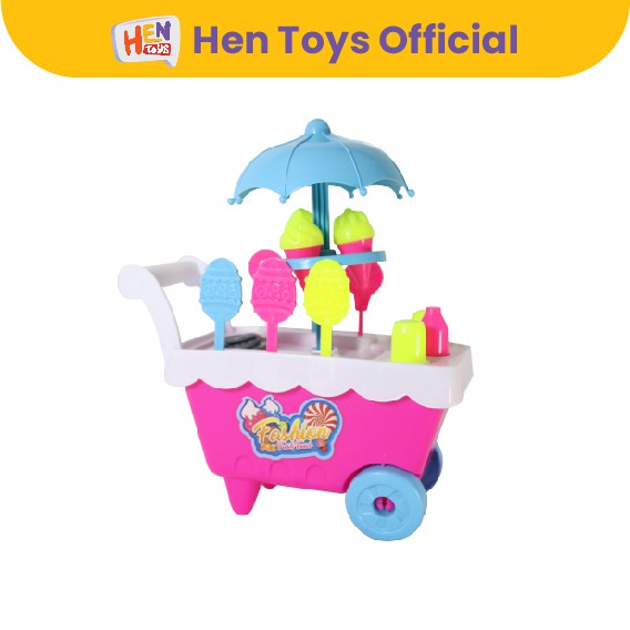 Mainan Es Krim Trolley Lengkap Set Anak Bermain Play Fun Small Ice Cream Stroller SNI Roda