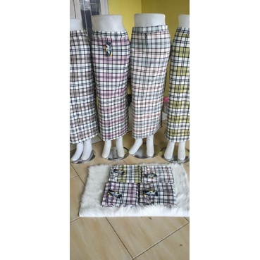 (KAIN MELAR) ROK SPAN TARTAN / KOTAK LONG SKIRT KOREAN STYLE