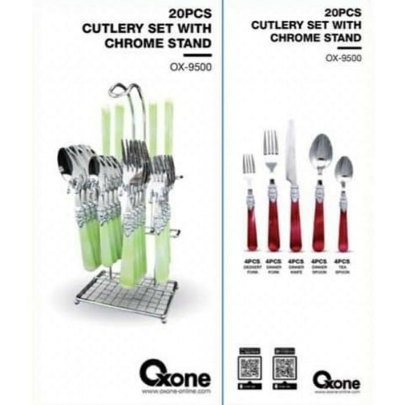 Oxone Cutlery Set With Chrome Stand / Sendok &amp; Garfu Set 20 Set OX9500