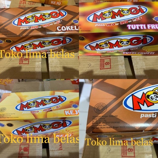 Momogi box isi 20 pcs jagung keju coklat tutti fruity capucino