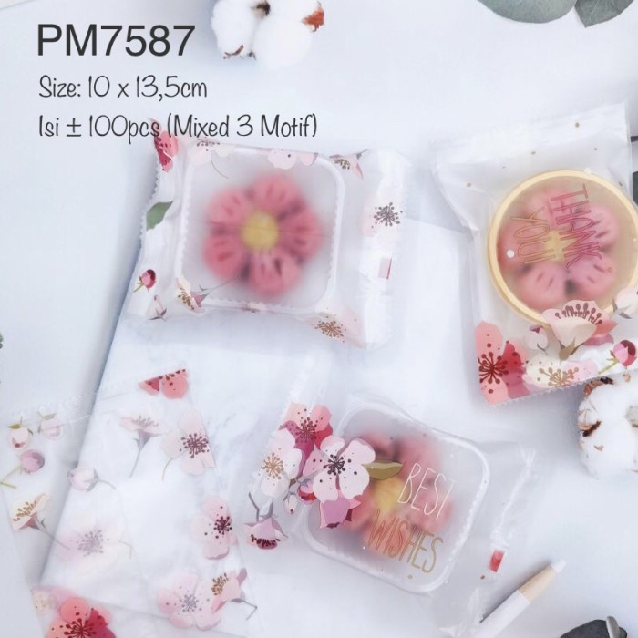 

Plastik Mooncake 75gr PM7587 Pia/ Cookies Motif Bunga/ Sakura| PM75