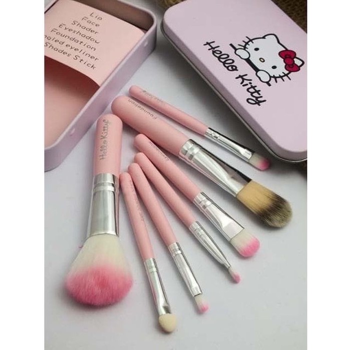 Kuas Makeup Kotak Kaleng Set Hello Kitty 7 IN 1 - LPM Shop