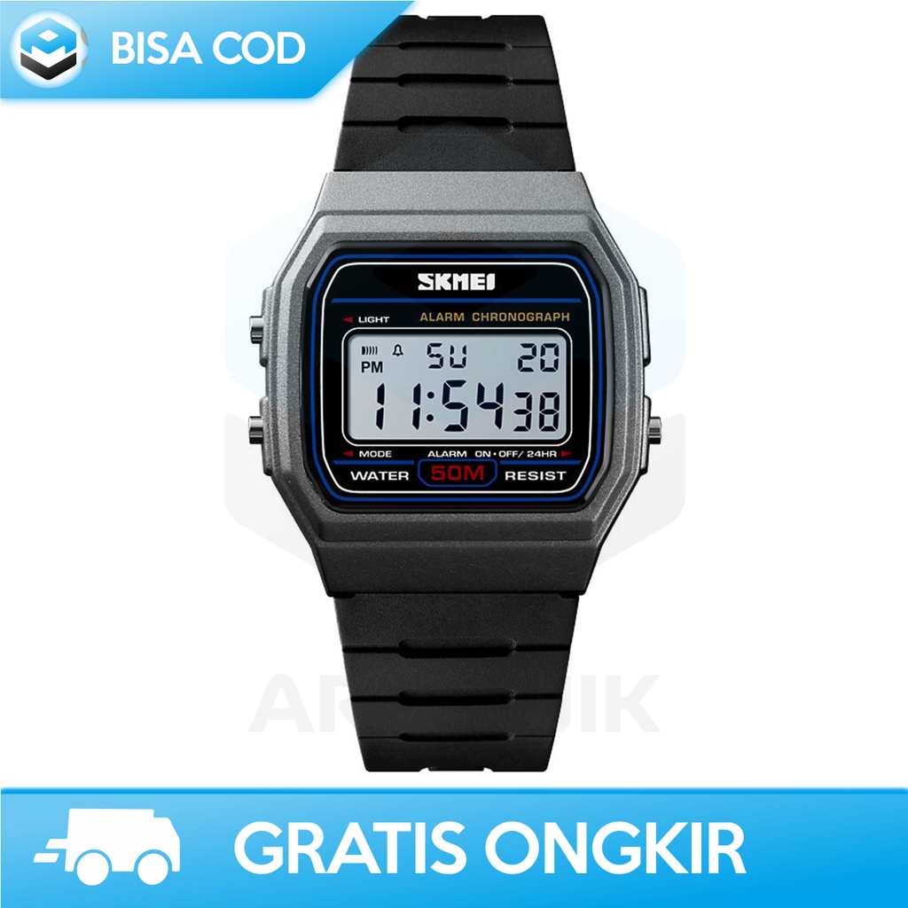 JAM TANGAN KOTAK COWOK DIGITAL SKMEI 1412 KEREN WATER RESISTANT MURAH