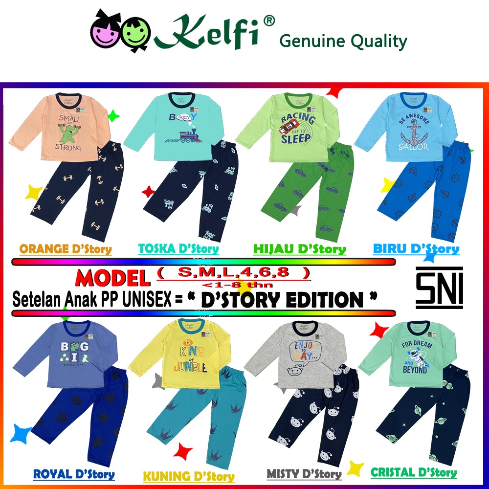 PROMO 10.10 KELFI SETELAN PP / SET BAJU ANAK COWOK / UNISEX PP 1-8 TAHUN &quot;D'STORY EDITION&quot;