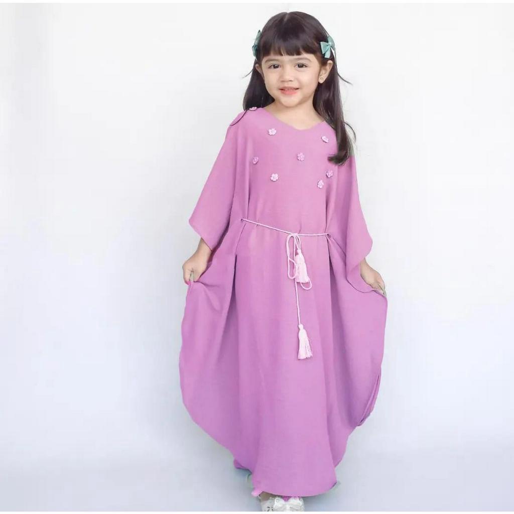 TERBARU Khalisa Kaftan Kids Usia 6-8-9-12 TAHUN Ukuran XL-L Bahan Cringkel Air Flow Import Baju Anak Perempuan Kekinian 2023 Outfit Muslim Anakk