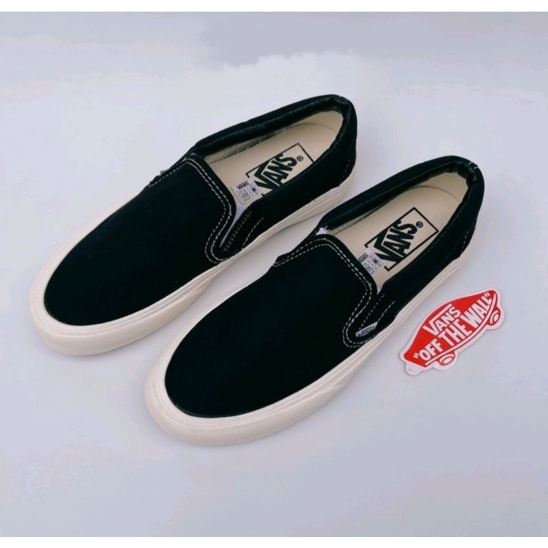 Sepatu vans slip on black white OG premium china