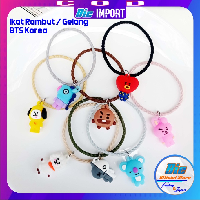 Gelang BTS Korea 2 in 1 Ikat Rambut 3 Layer Impor Best Seller