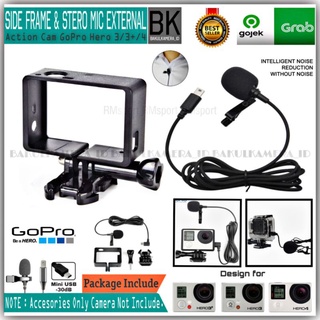 Paket Side Frame Dan Mic External For GoPro Hero 4 / GoPro Hero 3 Mic Stereo