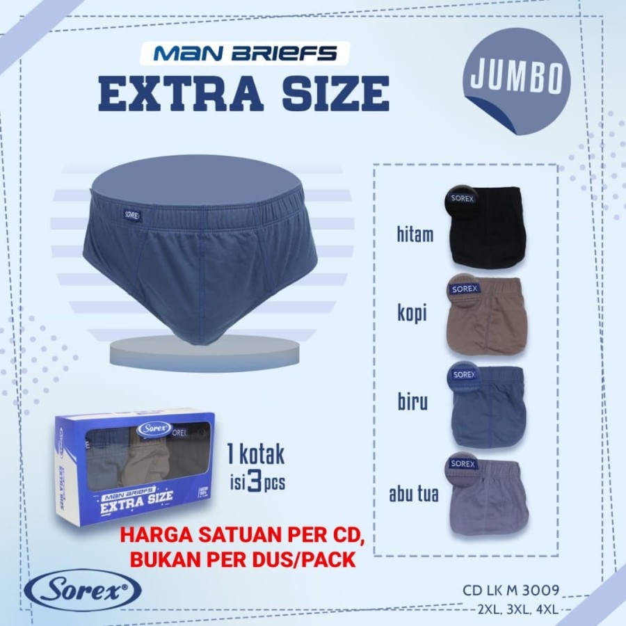 cd celana dalam segitiga pria jumbo size sorex m 3009 extra size men briefs