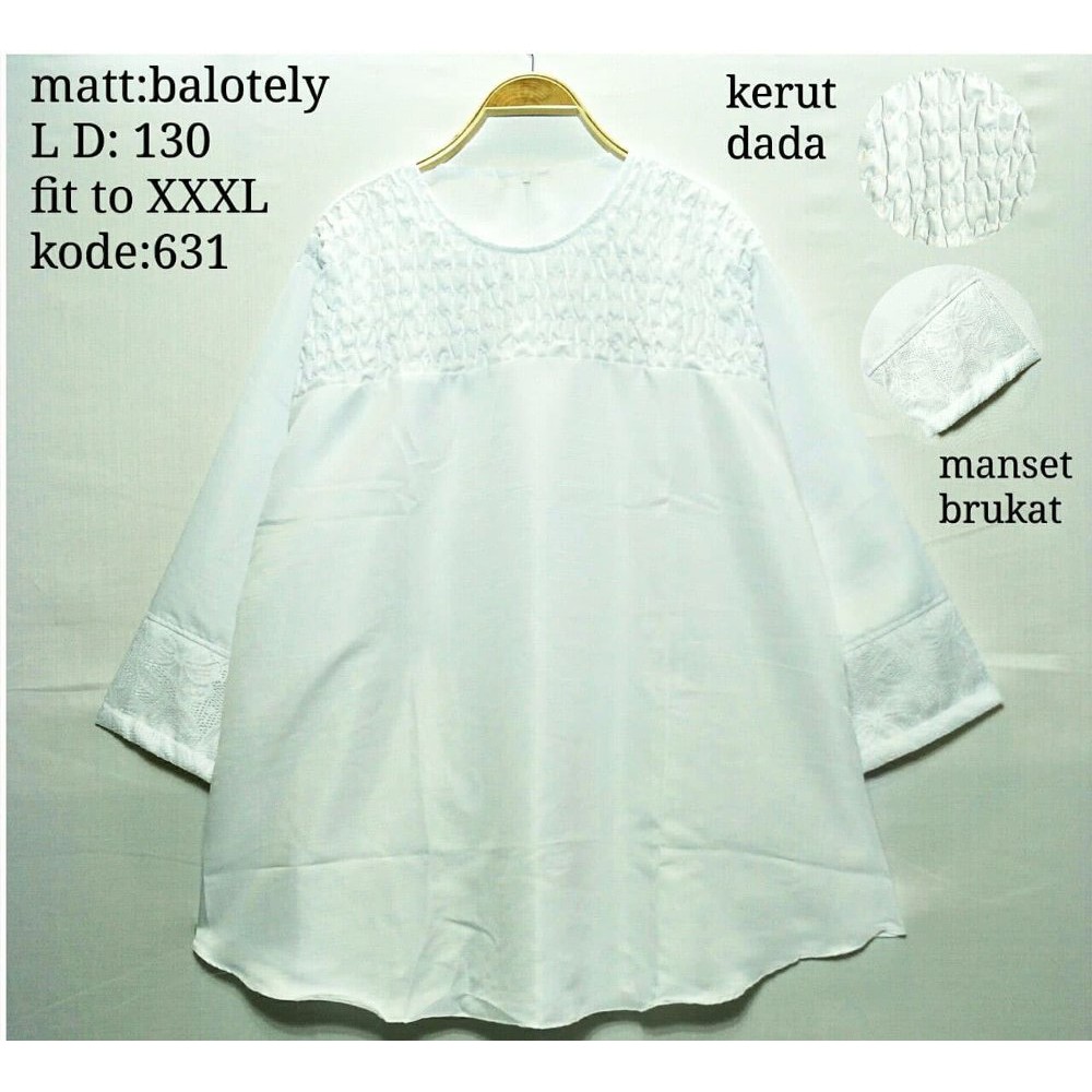 Unik Blouse Jumbo Kode 631 3XL Baju Atasan Wanita Putih ...