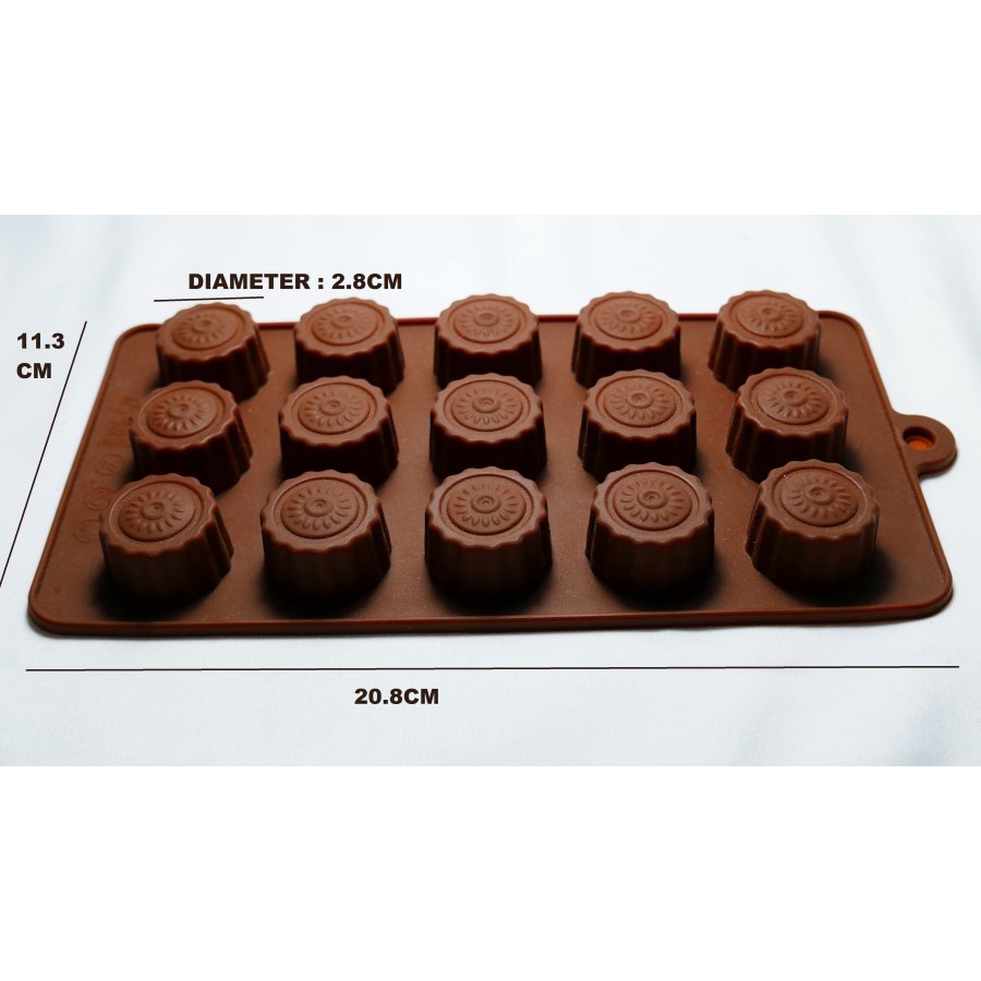 cetakan silicon coklat puding jelly mini bulat 15in1