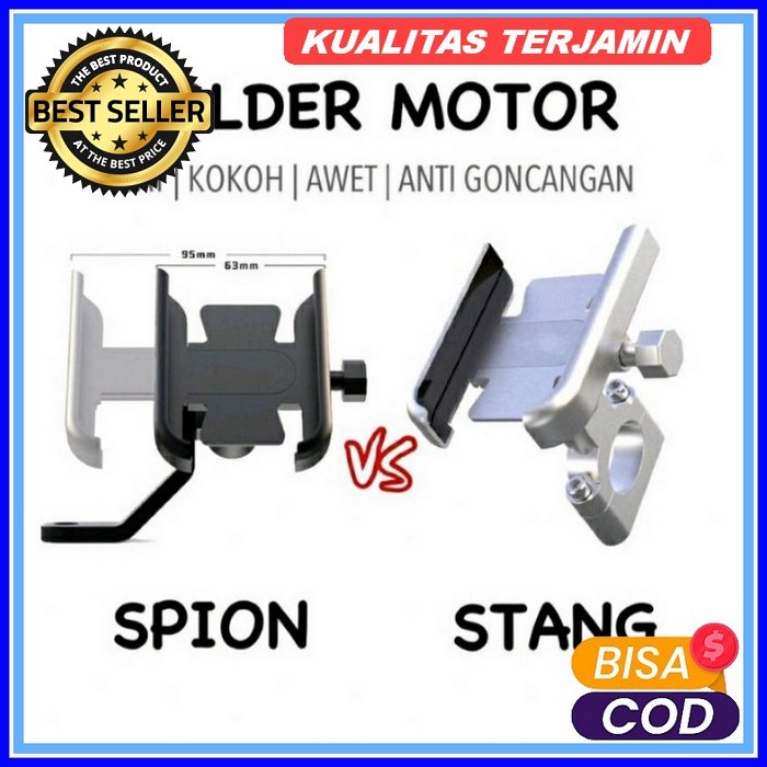 Holder Hp Motor Full Besi Di Stang/Phone Holder Hp Motor Spion Beat/Holder Hp Motor Matic/Tempat Hp 
