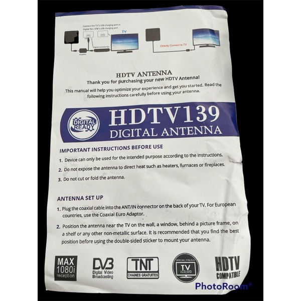 ANTENA TV DIGITAL HDTV 139 INDOOR MERK PELOR (DALAM) TV LED LCD WARNA HITAM