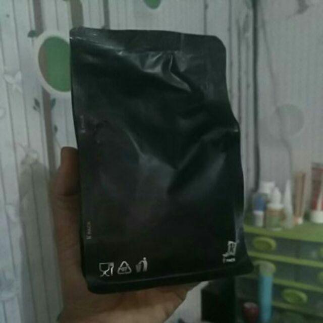 100 Pcs Gusset Flatbottom Hitam Doff 250z - Standing Pouch Biji Bubuk Kopi 100gr