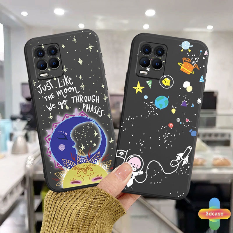 Soft TPU Case Realme C11 2021 C21Y C15 C21 C25 C20 C3 C12 C25S 5 5S 5i C17 7i C1 C31 C35 C25Y C2 C3i 6i C20A realme Narzo 20 10 10A 20A 30A A54 A15 A16 A9 A5 A7 A5S A95 A53 A33 Y12 Y20 A12 Cute Moon Pattern Anti-fall Case